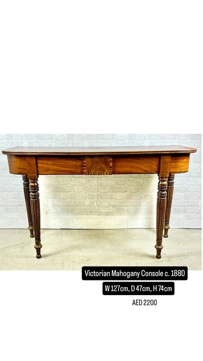 Mahogany Console with Turned Legs c. 1880