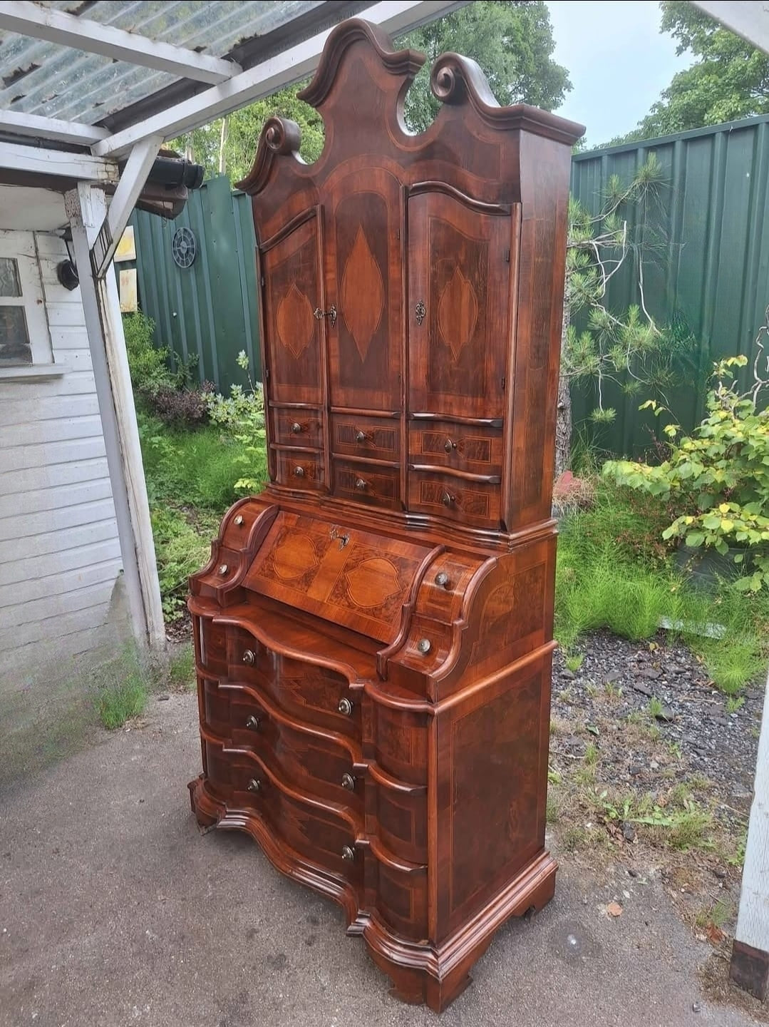Continental Marquetry Bureau Bookcase c. 1930