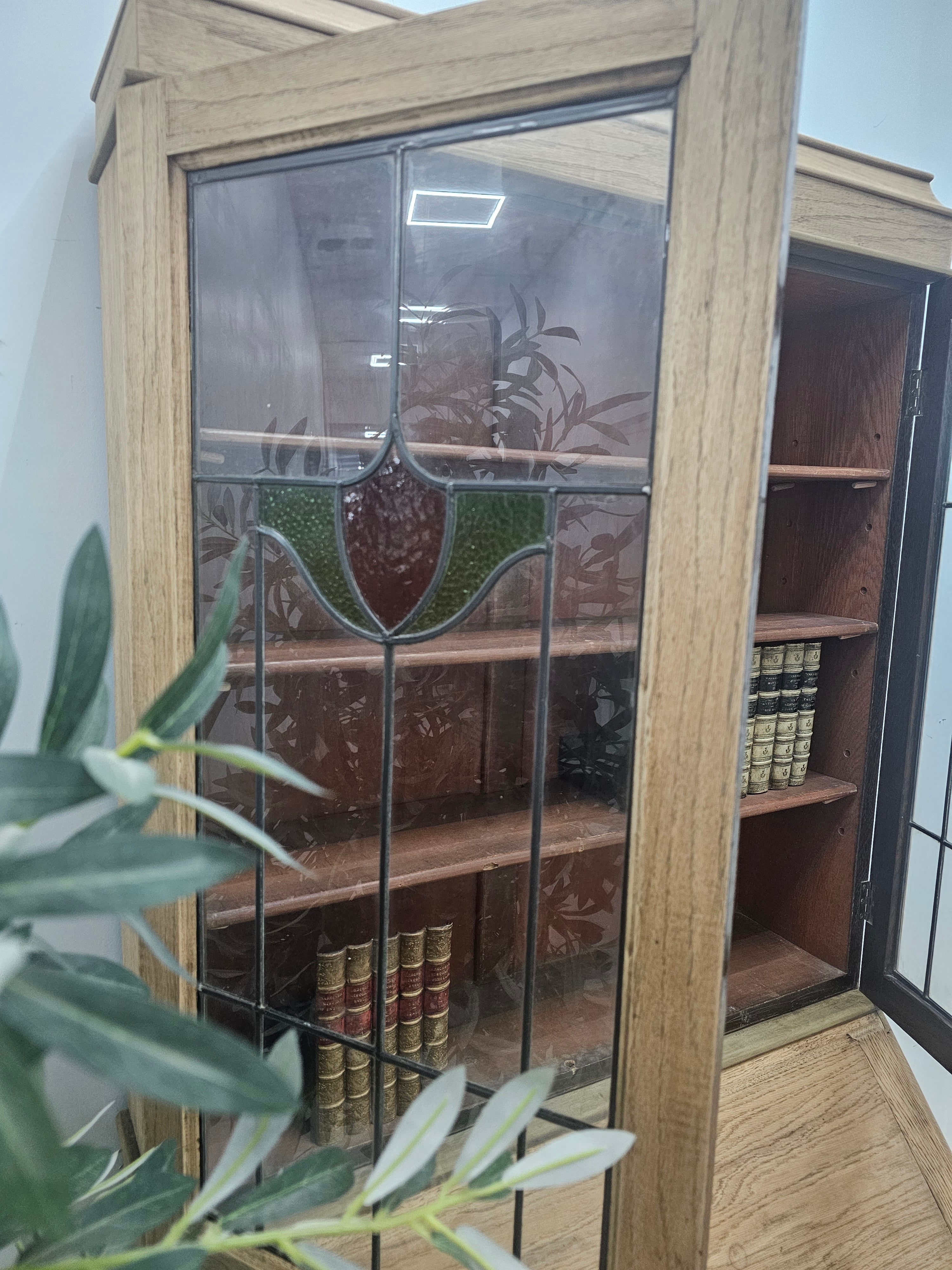 Natural Wood Edwardian Bureau Bookcase