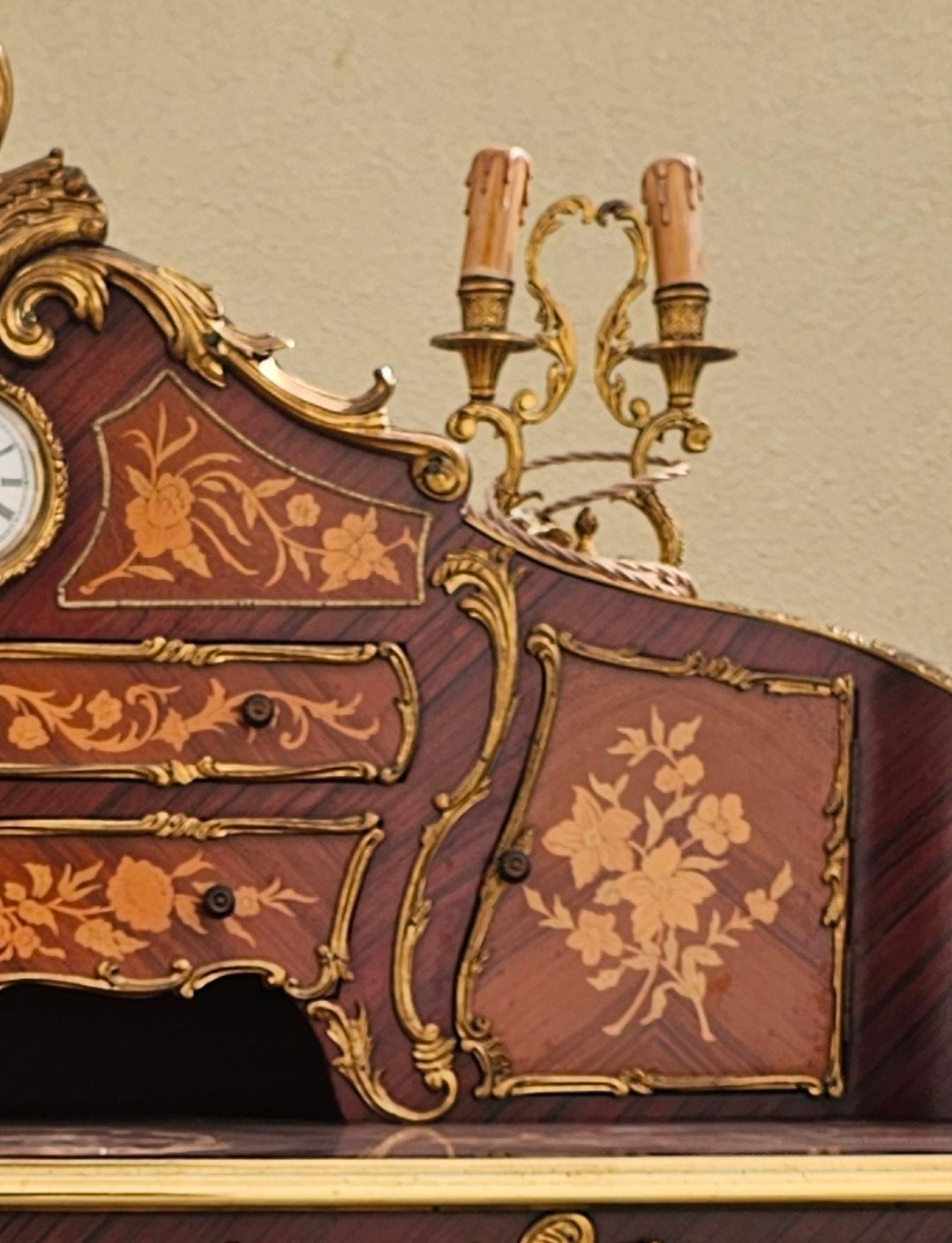 Fine French Louis XV Desk Ormolu Mounts Marquetry Inlay