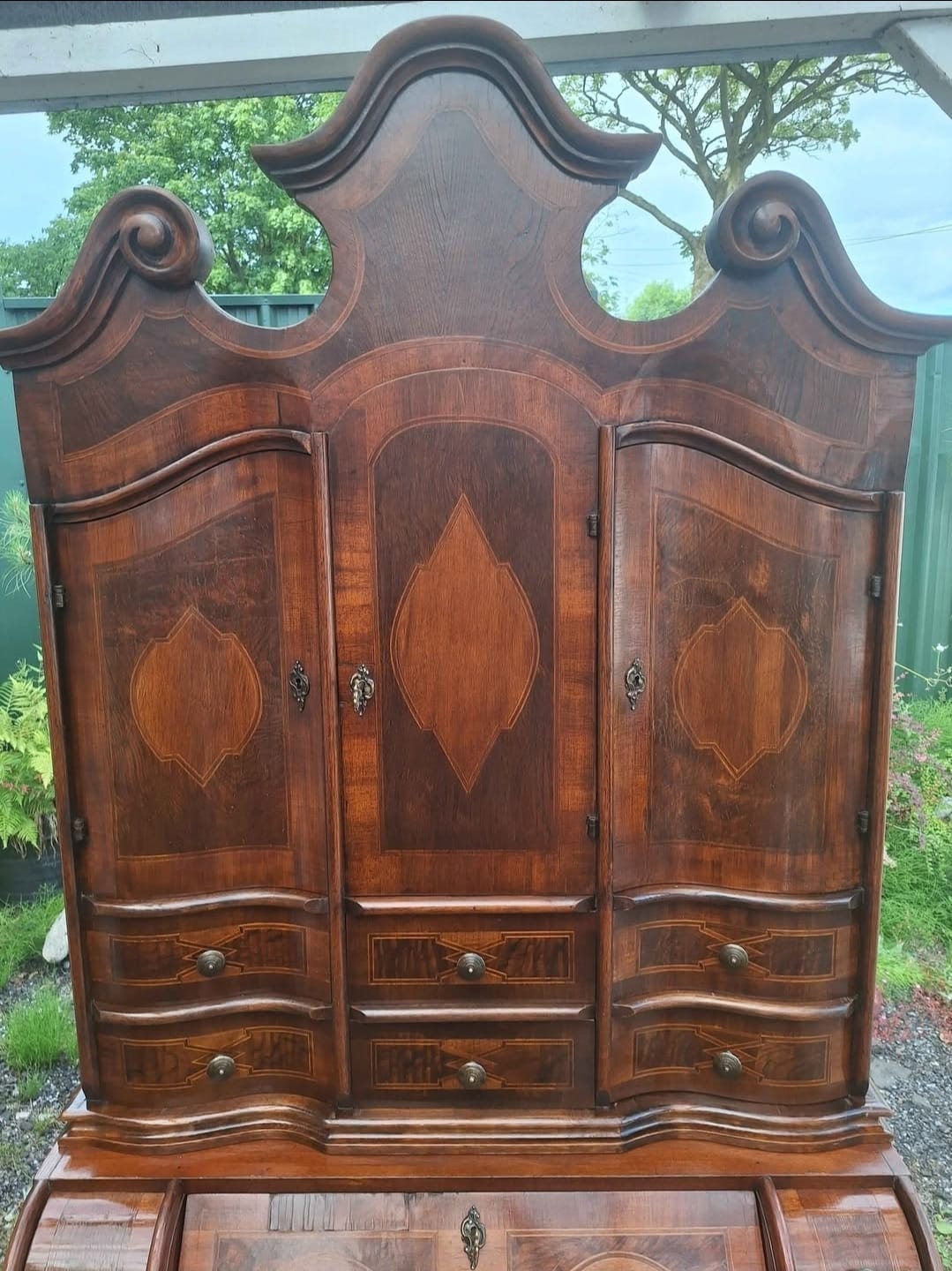 Continental Marquetry Bureau Bookcase c. 1930