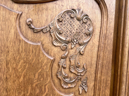 Louis XV Style Oak 4 Door Armoire
