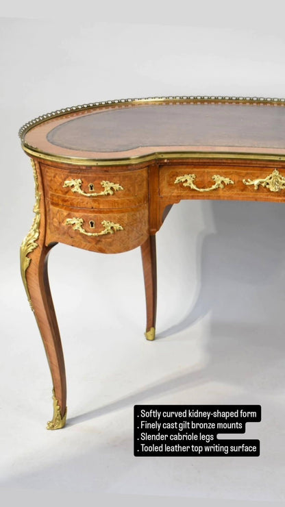 French Louis XV Revival Kidney Desk c. 1890–1910.