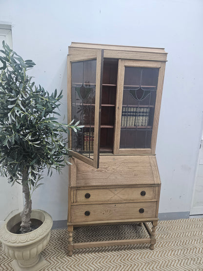 Natural Wood Edwardian Bureau Bookcase