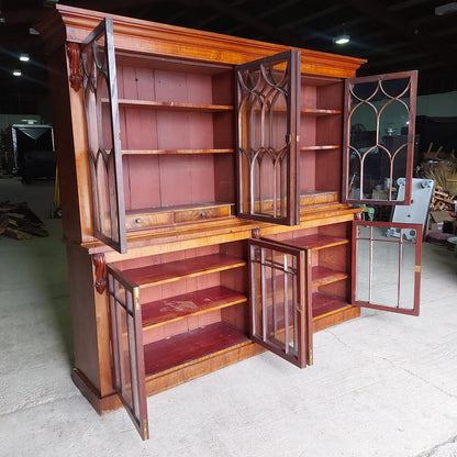 Classic English Glazed Mahogany Bookcase