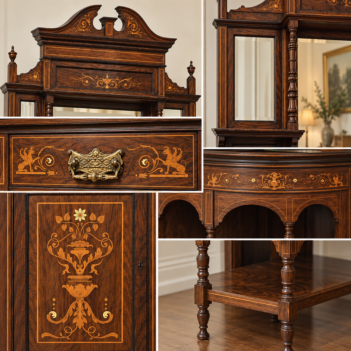 Edwardian Chiffonier / Sideboard with Inlay circa 1900