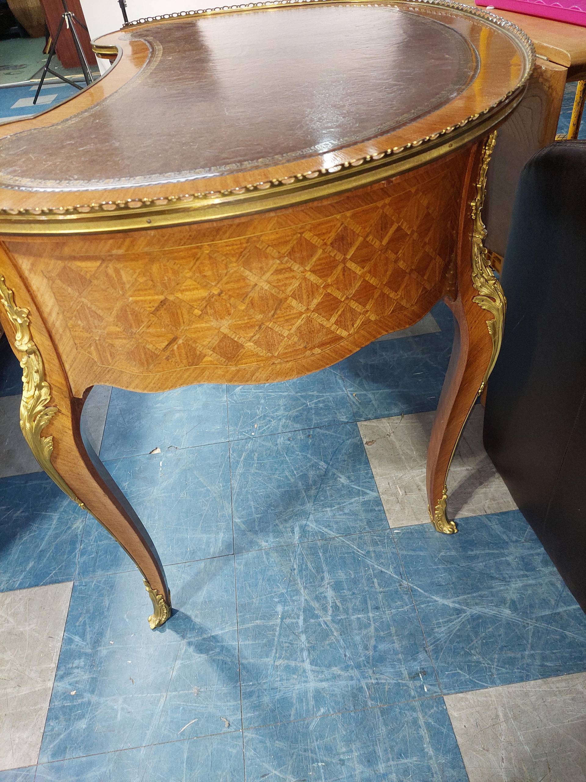 French Louis XV Revival Kidney Desk c. 1890–1910.