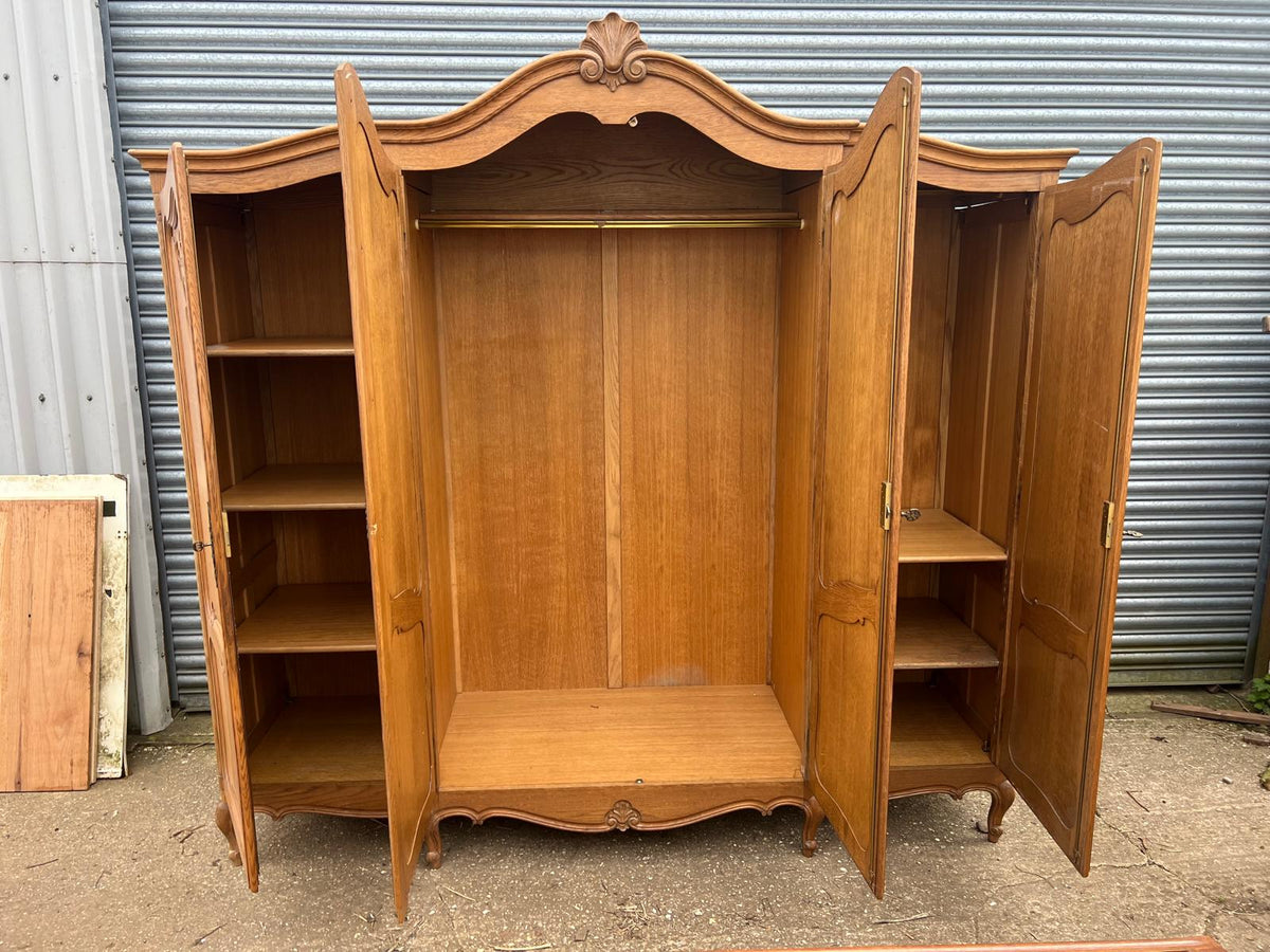 Louis XV Style Oak 4 Door Armoire