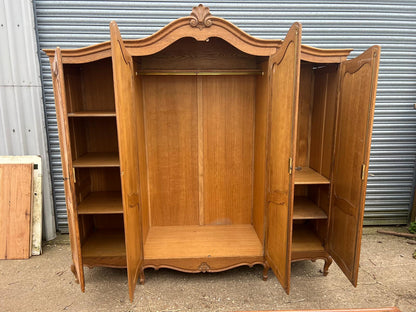 Louis XV Style Oak 4 Door Armoire