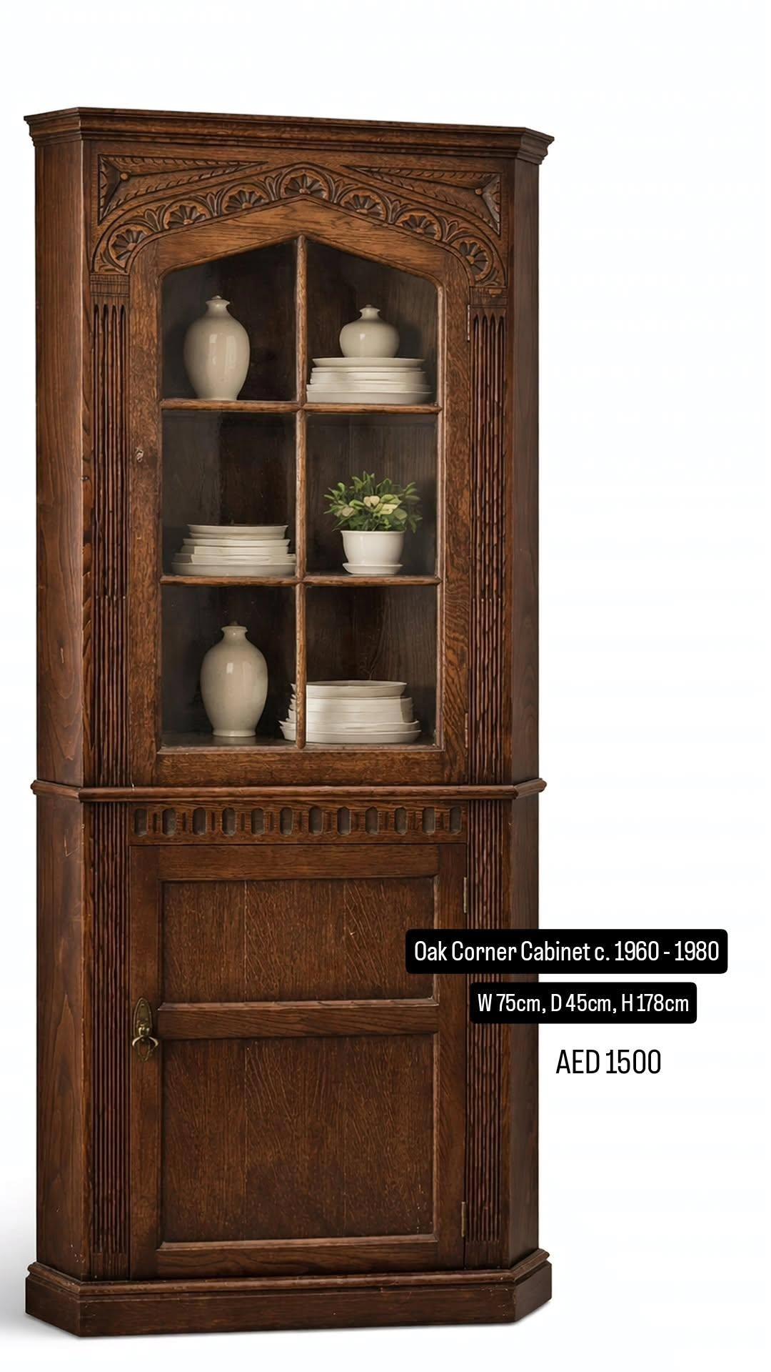 Oak Corner Cabinet c. 1960 - 1980