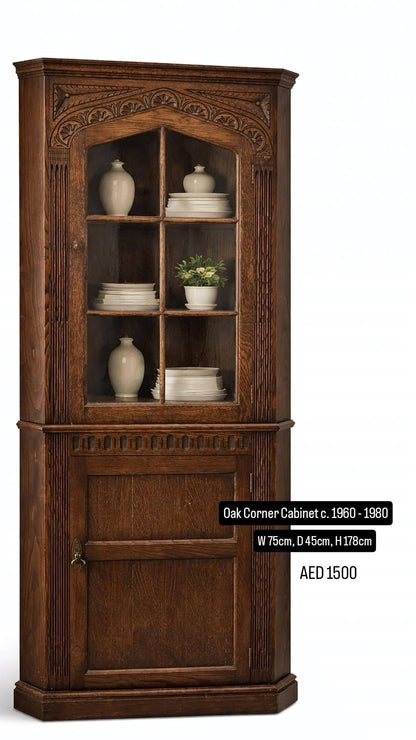 Oak Corner Cabinet c. 1960 - 1980