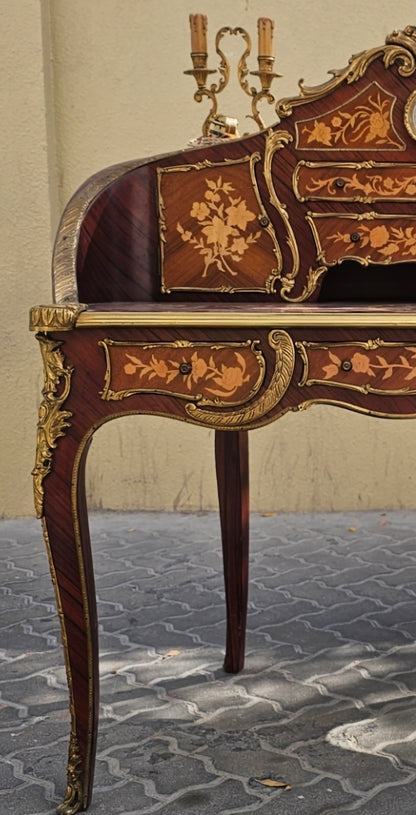 Fine French Louis XV Desk Ormolu Mounts Marquetry Inlay