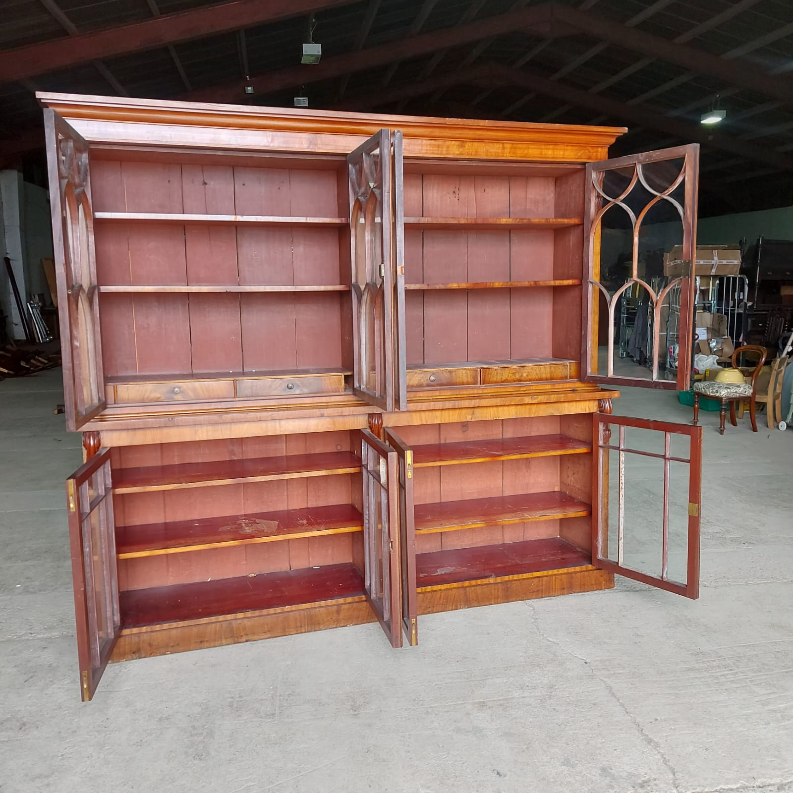 Classic English Glazed Mahogany Bookcase