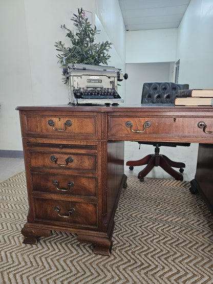 Mahogany Twin Pedestal Double Sided Desk