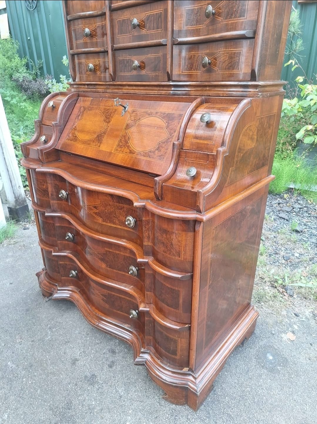Continental Marquetry Bureau Bookcase c. 1930
