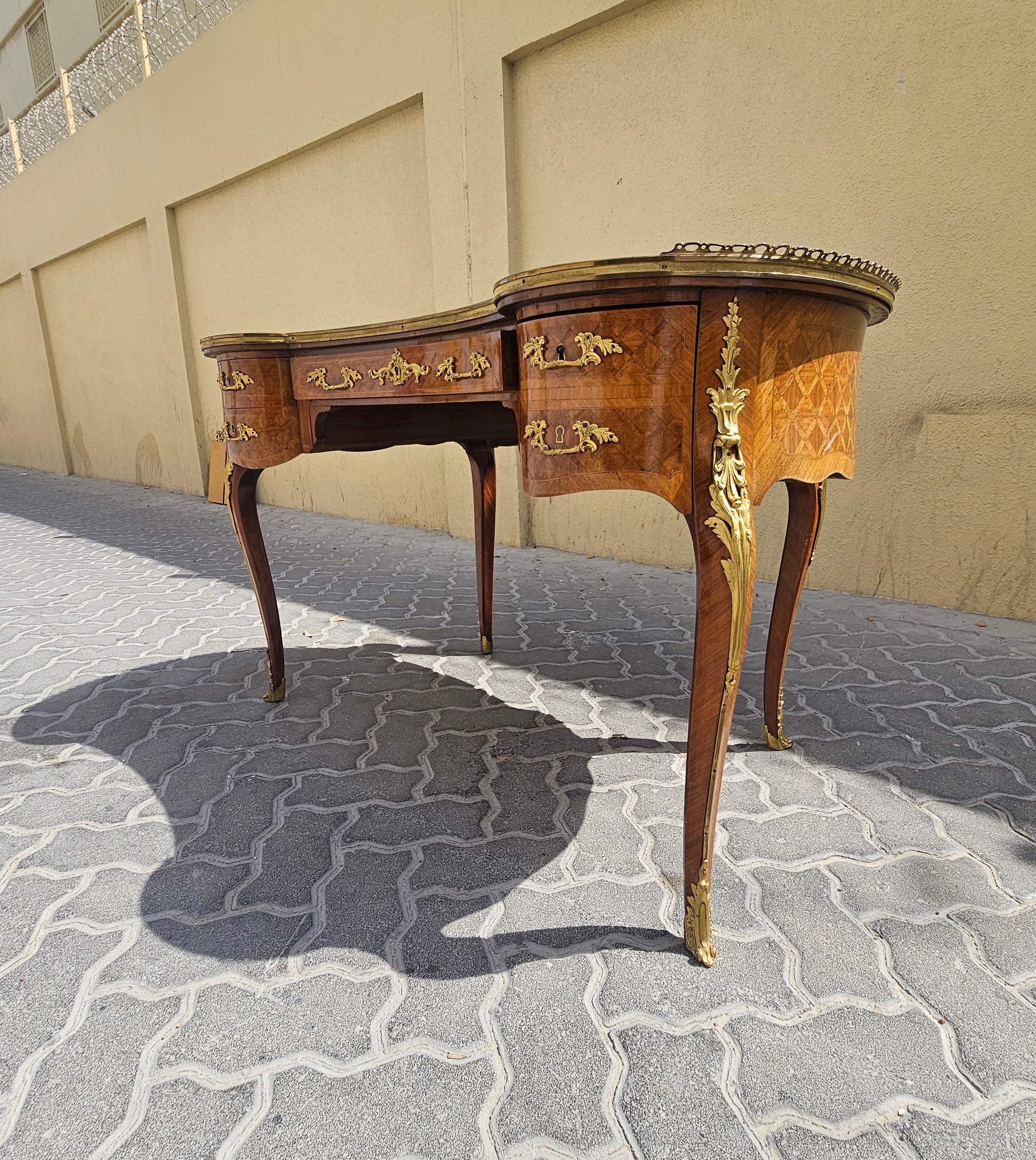 French Louis XV Revival Kidney Desk c. 1890–1910.