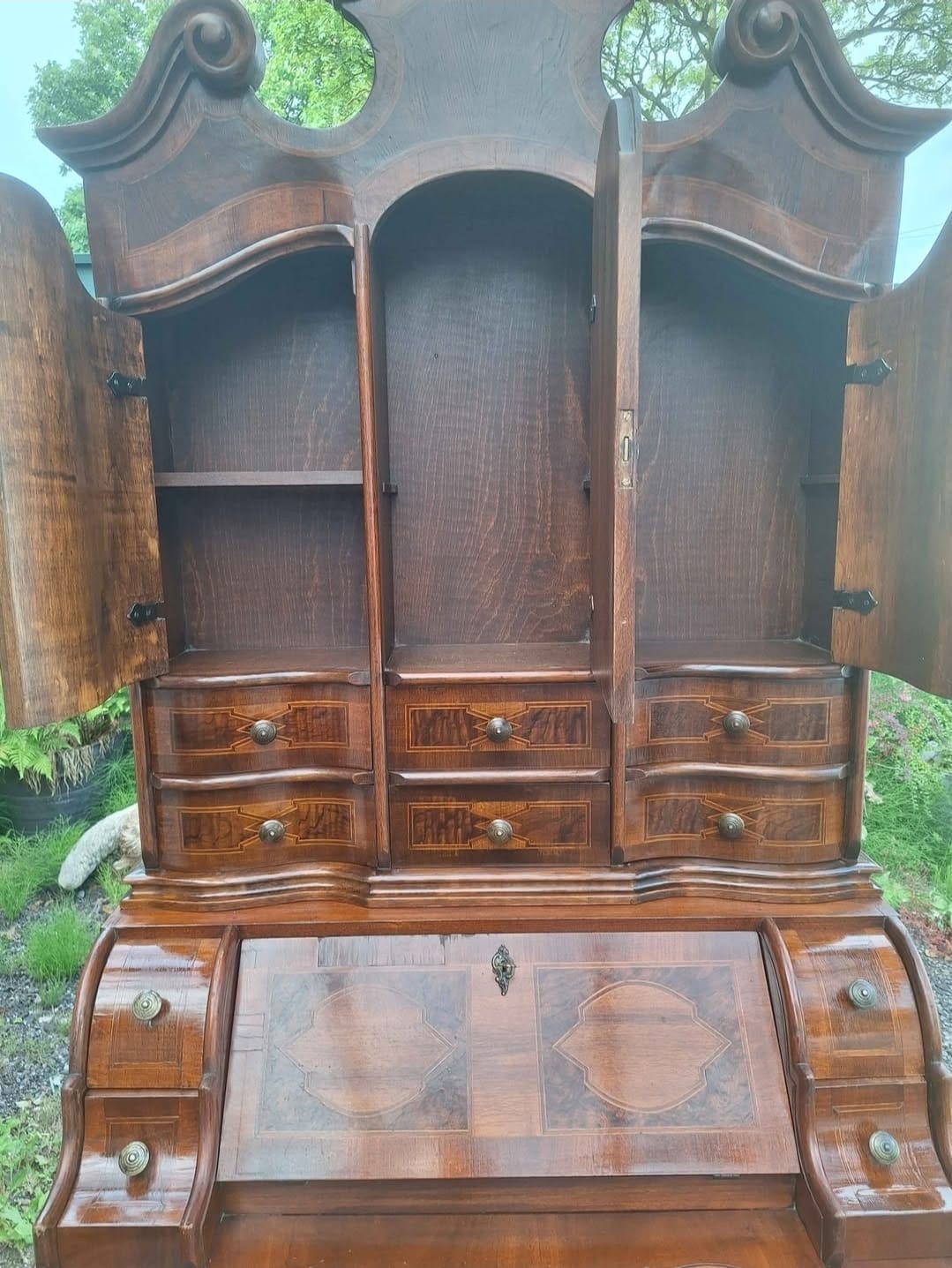 Continental Marquetry Bureau Bookcase c. 1930
