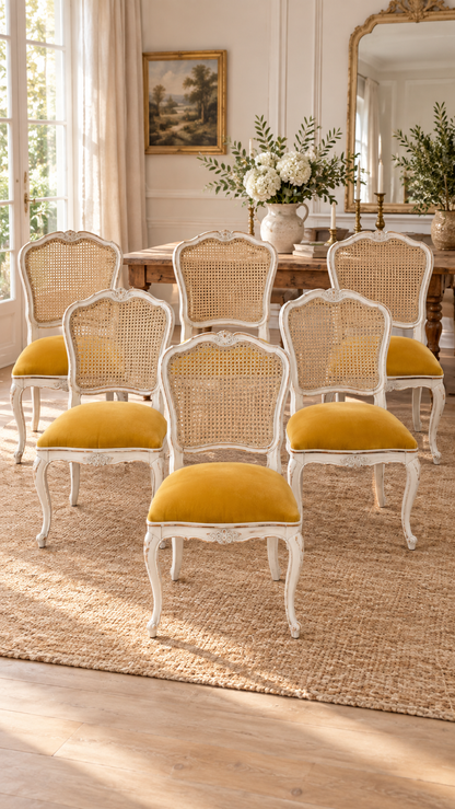 French Style Cane Back Dining Chairs