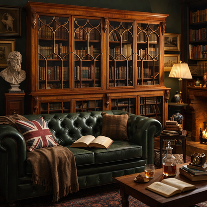 Classic English Glazed Mahogany Bookcase
